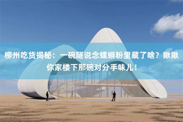 柳州吃货揭秘：一碗隧说念螺蛳粉里藏了啥？瞅瞅你家楼下那碗对分手味儿！