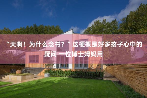 “天啊!为什么念书?”这梗概是好多孩子心中的疑问 一位博士姆妈用