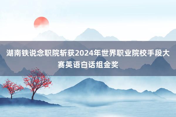 湖南铁说念职院斩获2024年世界职业院校手段大赛英语白话组金奖