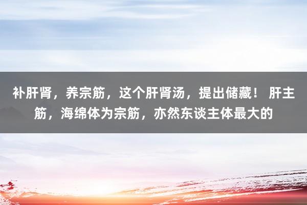 补肝肾,养宗筋,这个肝肾汤,提出储藏! 肝主筋,海绵体为宗筋,亦然东谈主体最大的